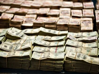 Pparcial view of more than 1 Million Dollars and more than 41 Million Mexican pesos seized