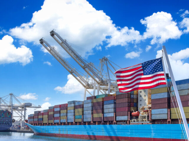 International container cargo and freight ships docked in Seattle port terminals International container cargo and freight ships docked in Seattle port terminals.