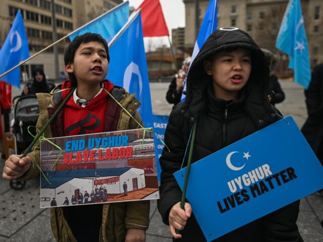 EDMONTON, CANADA - APRIL 6: Members of the Uyghurs diaspora gather in front of Alberta Leg