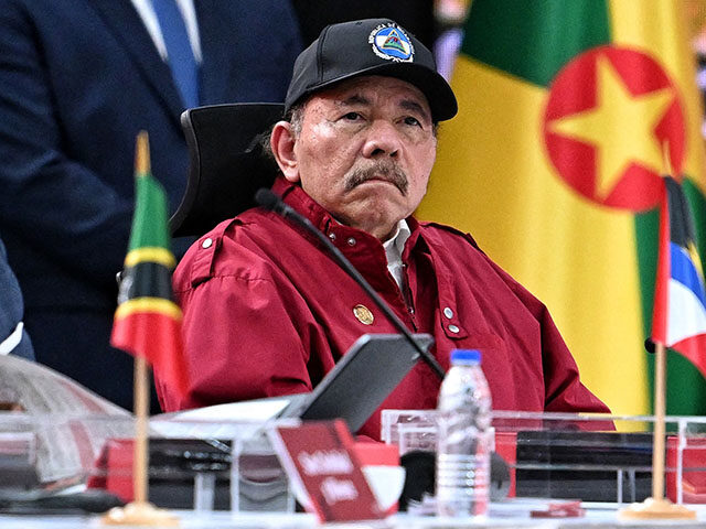 Nicaragua's President Daniel Ortega looks on during the opening session of the XXIV ALBA-T