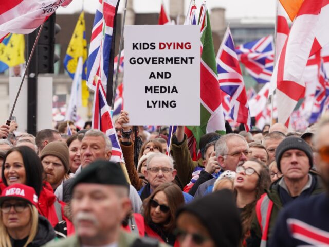 Tommy Robinson supporters during a protest in central London. Robinson, whose real name St
