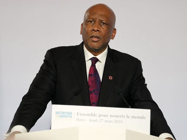 Lesotho King Letsie III delivers a speech at the Nutrition for Growth summit in Paris, on