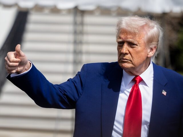 US President Donald Trump on the South Lawn of the White House before boarding Marine One