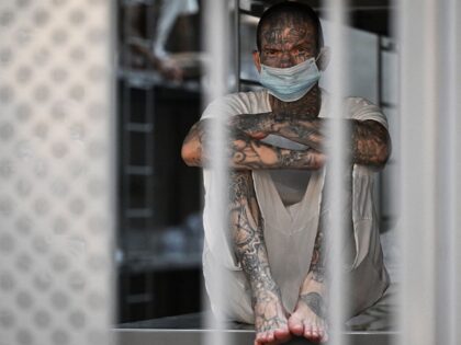 An inmate remains in his cell as Costa Rica's Minister of Security Gerald Campos tours the