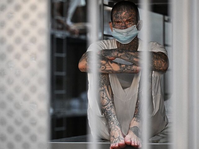 An inmate remains in his cell as Costa Rica's Minister of Security Gerald Campos tours the