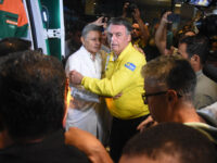 Former Brazilian President Jair Bolsonaro is pictured before boarding an ambulance as he l
