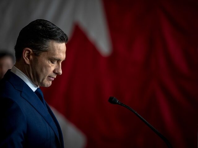 MONTREAL, CANADA - APRIL 14: Canada's Conservative Party Leader Pierre Poilievre speaks at