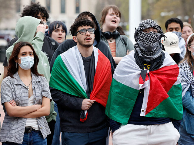 Pro-Palestinian demonstrators gather for a mock trial against the University of Michigan&#