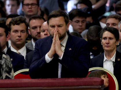 VATICAN CITY, VATICAN - APRIL 18: U.S. Vice President JD Vance attends the Mass on the Hol