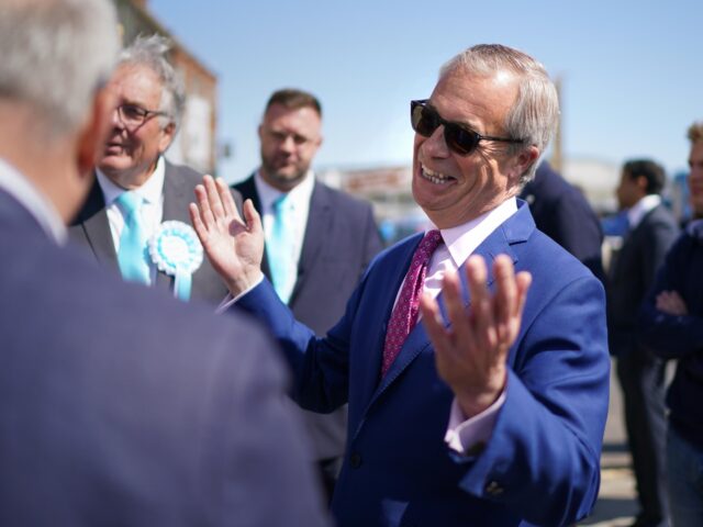 Reform UK leader Nigel Farage meeting candidates in Ramsgate in Kent, whilst on the local