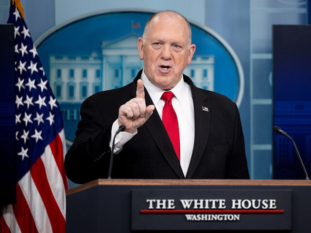 Tom Homan, White House border czar, speaks during a news conference in the James S. Brady