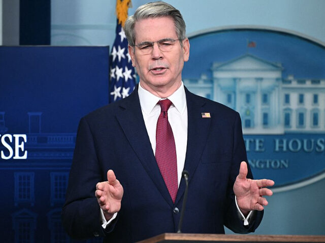 US Secretary of Treasury Scott Bessent speaks during the daily briefing in the Brady Brief