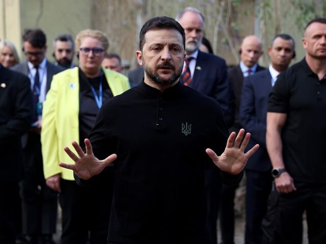 KYIV, UKRAINE – APRIL 25: President of Ukraine Volodymyr Zelenskyi speaks during a memor