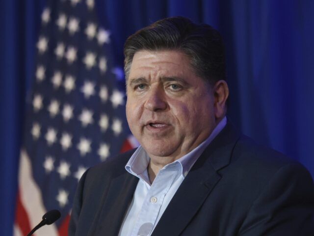 Illinois Gov. JB Pritzker speaks during the McIntyre-Shaheen 100 Club Dinner, Sunday April