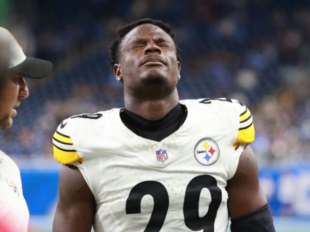 DETROIT,MICHIGAN-AUGUST 24: Pittsburgh Steelers cornerback Ryan Watts (29) is taken off th
