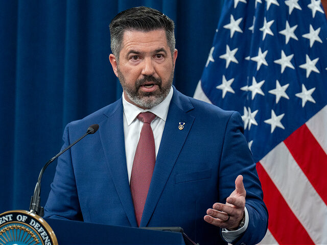 Pentagon press secretary Sean Parnell speaks to the media in the Pentagon Press Briefing R