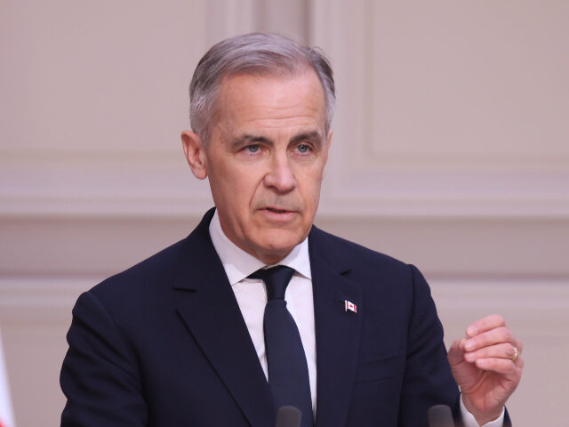 Canada's Prime Minister Mark Carney attends a joint statement with French President E
