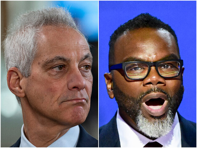 Rahm Emanuel and Brandon Johnson Same photo for both pics
