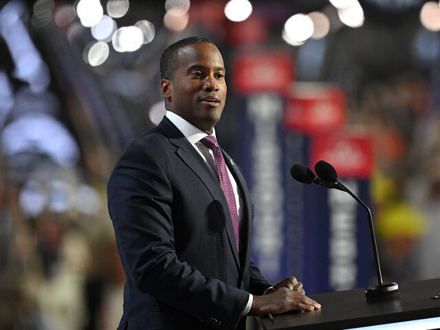 MILWAUKEE, WISCONSIN - JULY 15: U.S. Rep John James (R-MI) speaks on stage on the first da