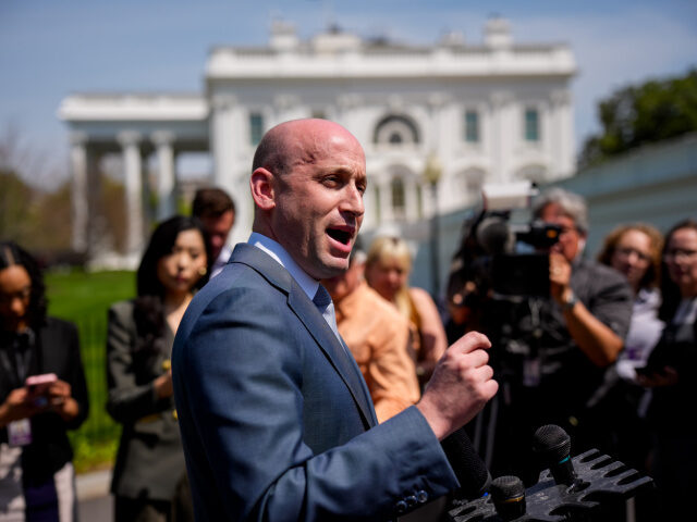 White House Deputy Chief of Staff Stephen Miller speaks to reporters outside the West Wing