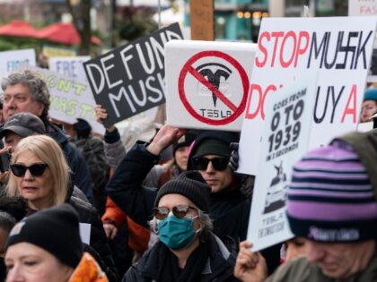 Tesla protestors call Elon Musk a Nazi
