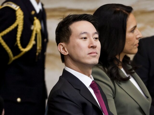 TikTok CEO Shou Chew with a smug look