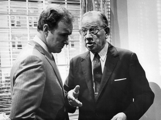 Gene Hackman listening to Melvyn Douglas in a scene from the film 'I Never Sang For M