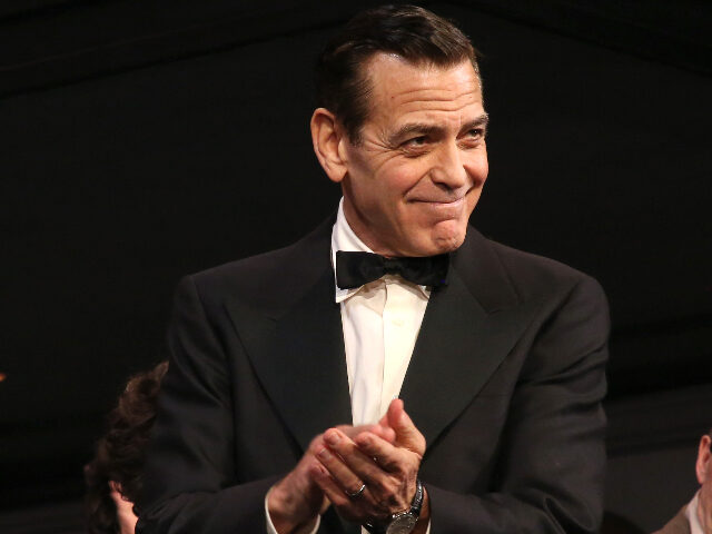 NEW YORK, NEW YORK - APRIL 03: George Clooney attends a curtain call on stage during the o