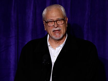 LOS ANGELES, CALIFORNIA - FEBRUARY 08: Phil Jackson speaks during a unveiling ceremony for