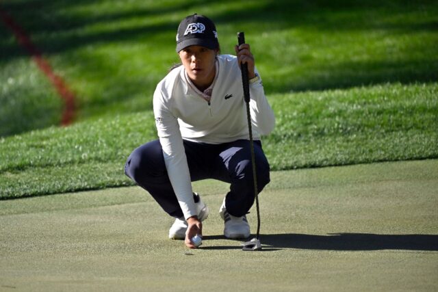 Celine Boutier played 45 holes at the LPGA Match Play on Saturday before darkness halted h