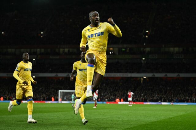 Crystal Palace's Jean-Philippe Mateta celebrates after scoring against Arsenal