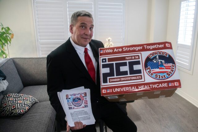 Dave Bjorkman, supporter of Canada becoming the 51st US state, in Bowmanville, Canada on M