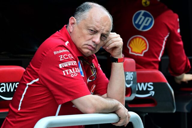 Fred Vasseur on the Ferrari pit wall in Jeddah