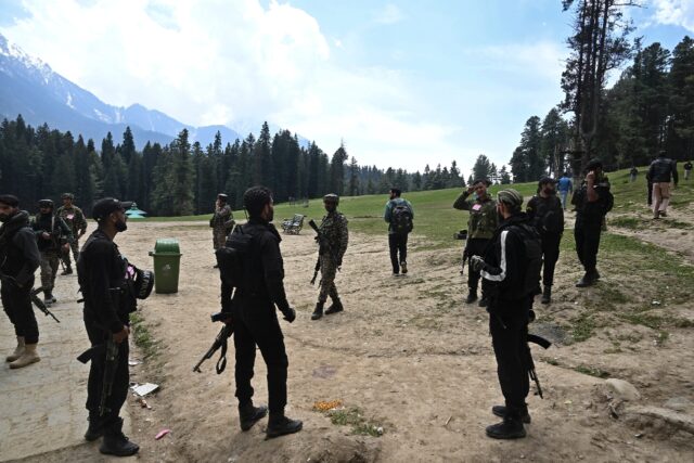 Indian troops on Wednesday guarded the site of the attack where gunmen in Kashmir killed 2