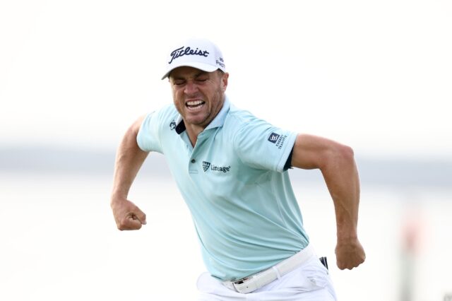 Justin Thomas celebrated his first PGA Tour win for almost three years beating Andrew Nova