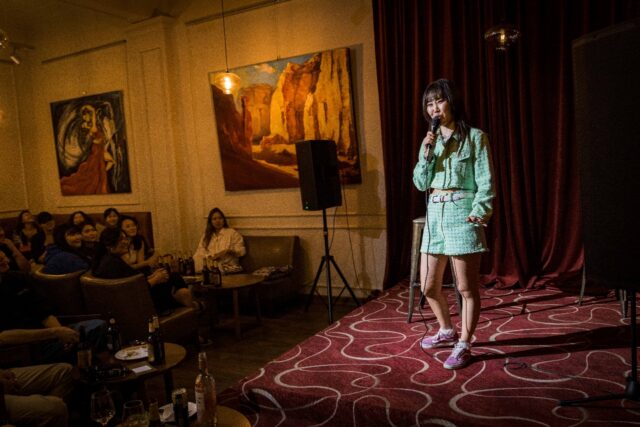 Khulan Batbaatar, a lesbian non-binary comedian performing in Ulaanbaatar, the capital of