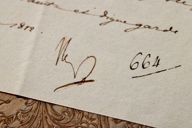Napoleon's signature on a letter sent during his disastrous Russian campaign