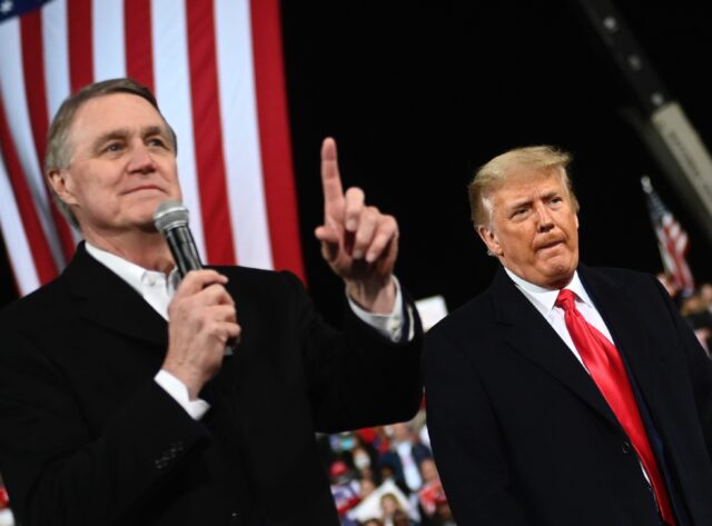Republican ex-senator David Perdue (pictured, left, with Preisdent Donald Trump) is expect
