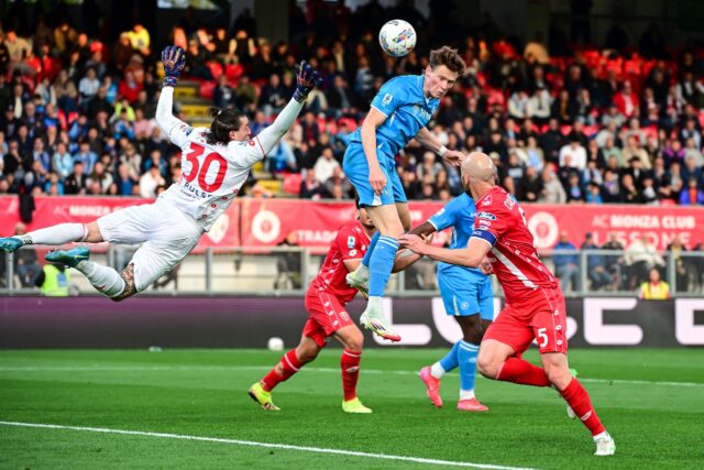 Scott McTominay heads in his 10th goal of the season for Napoli