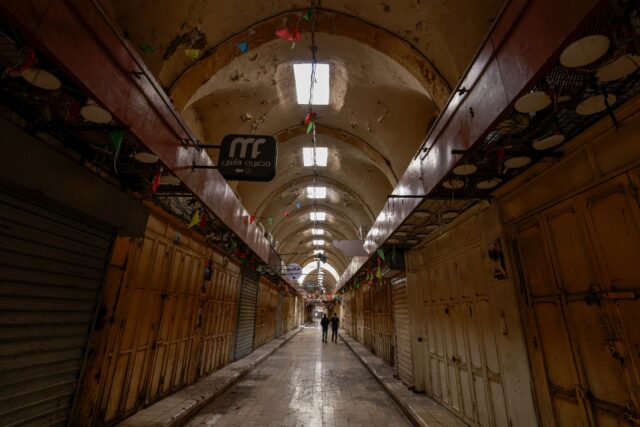 Shops shut in Nablus to observe a general strike in the West Bank city in solidarity with