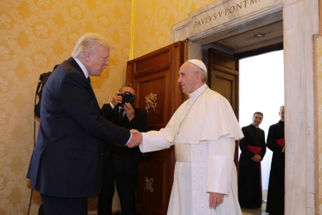US President Donald Trump, pictured with Pope Francis at the Vatican in 2017, described th