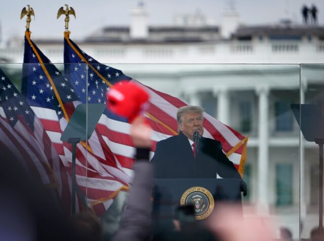 US President Donald Trump, pictured speaking to supporters from The Ellipse near the White