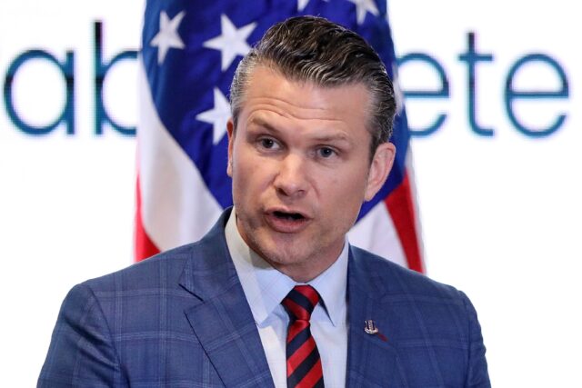 US Secretary of Defense Pete Hegseth delivers a speech during the Central American Securit