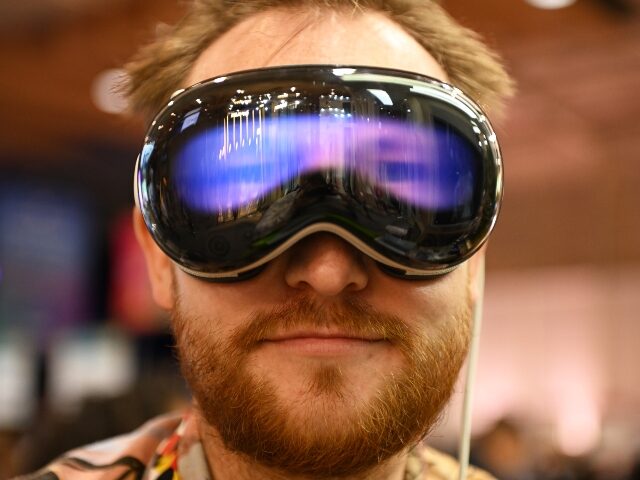 A nerd wearing his Apple Vision Pro headset