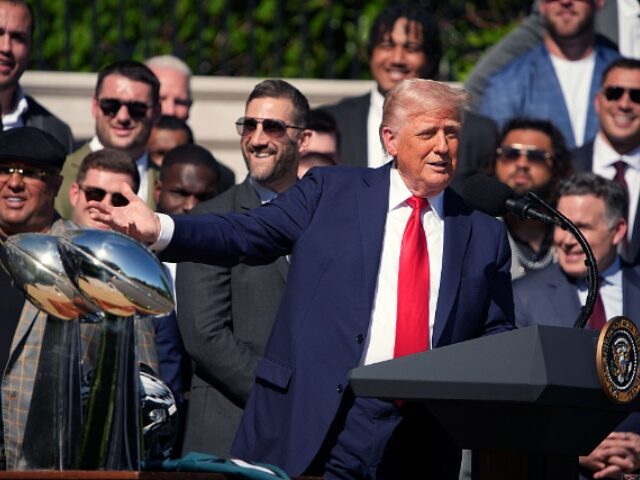 WASHINGTON, DC - APRIL 28: U.S. President Donald Trump delivers remarks at an event welcom
