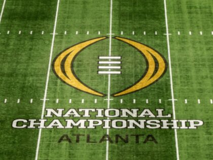 ATLANTA, GA - JANUARY 19: A general view of the CFP logo at mid-field inside the Mercedes-