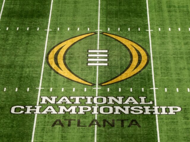 Don Juan Moore_Getty Images (4) ATLANTA, GA - JANUARY 19: A general view of the CFP logo at mid-field inside the Mercedes-