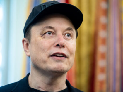 Elon Musk, chief executive officer of Tesla Inc., during a news conference in the Oval Off