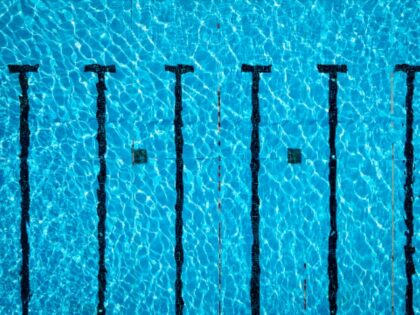 Top view in swimming pool background