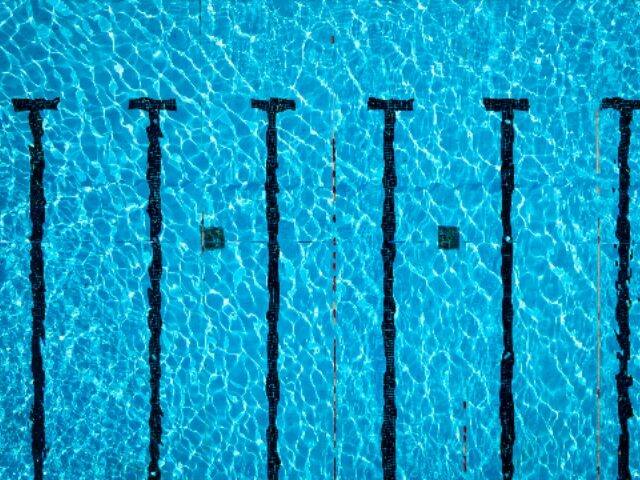 Top view in swimming pool background